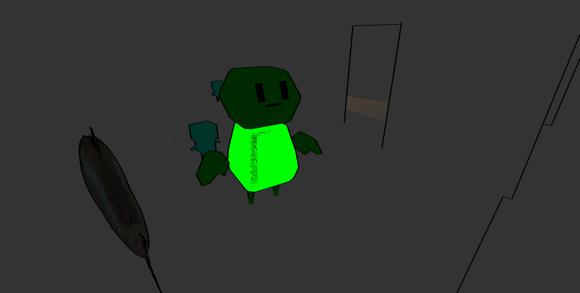 A green player with its body glowing