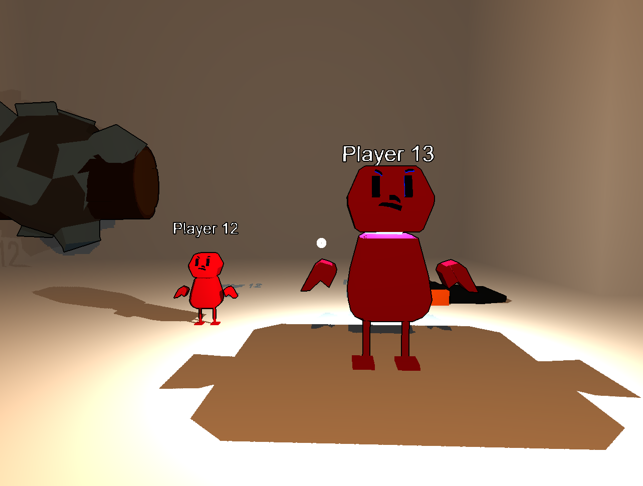 a small red player labelled “Player 12” next to a large red player labelled “Player 13”