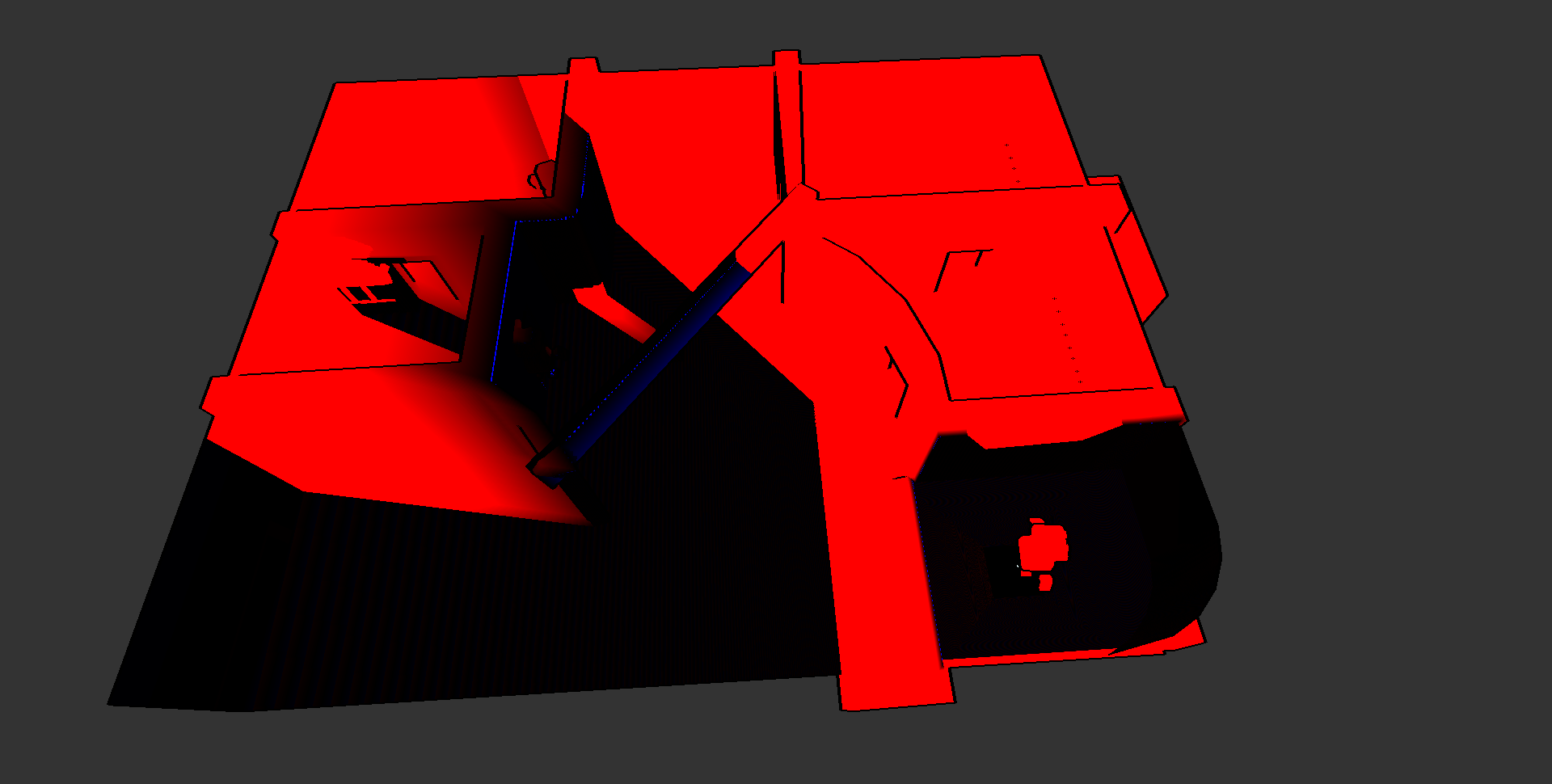 The player casts black light on a red map