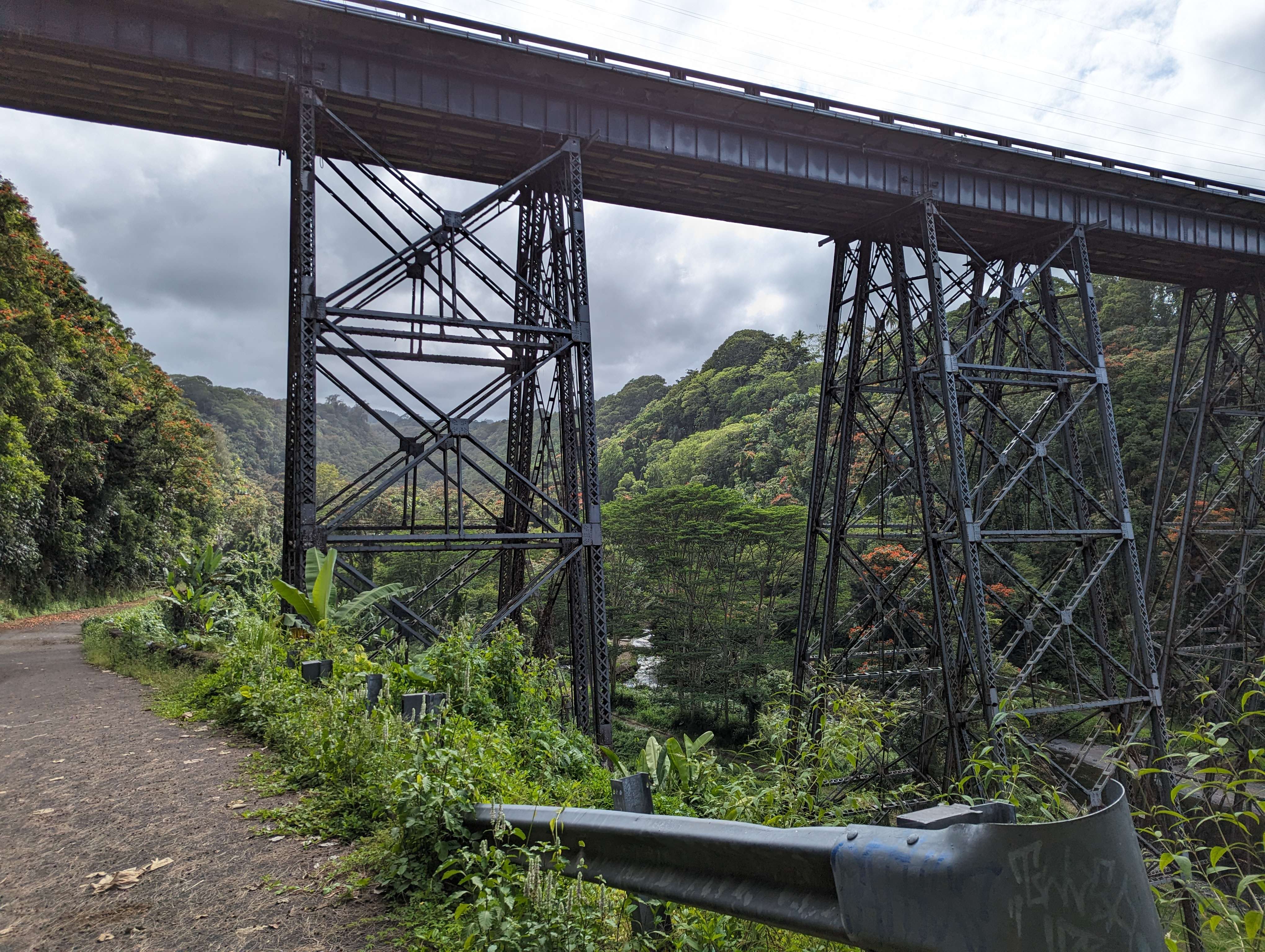 A steel rail bridge