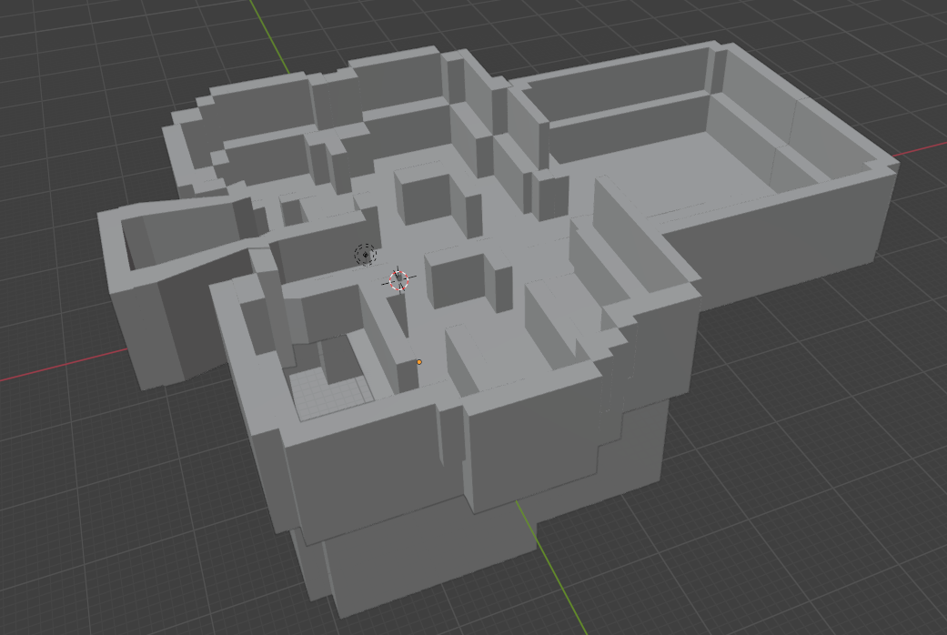 grey voxel-like structure of the map