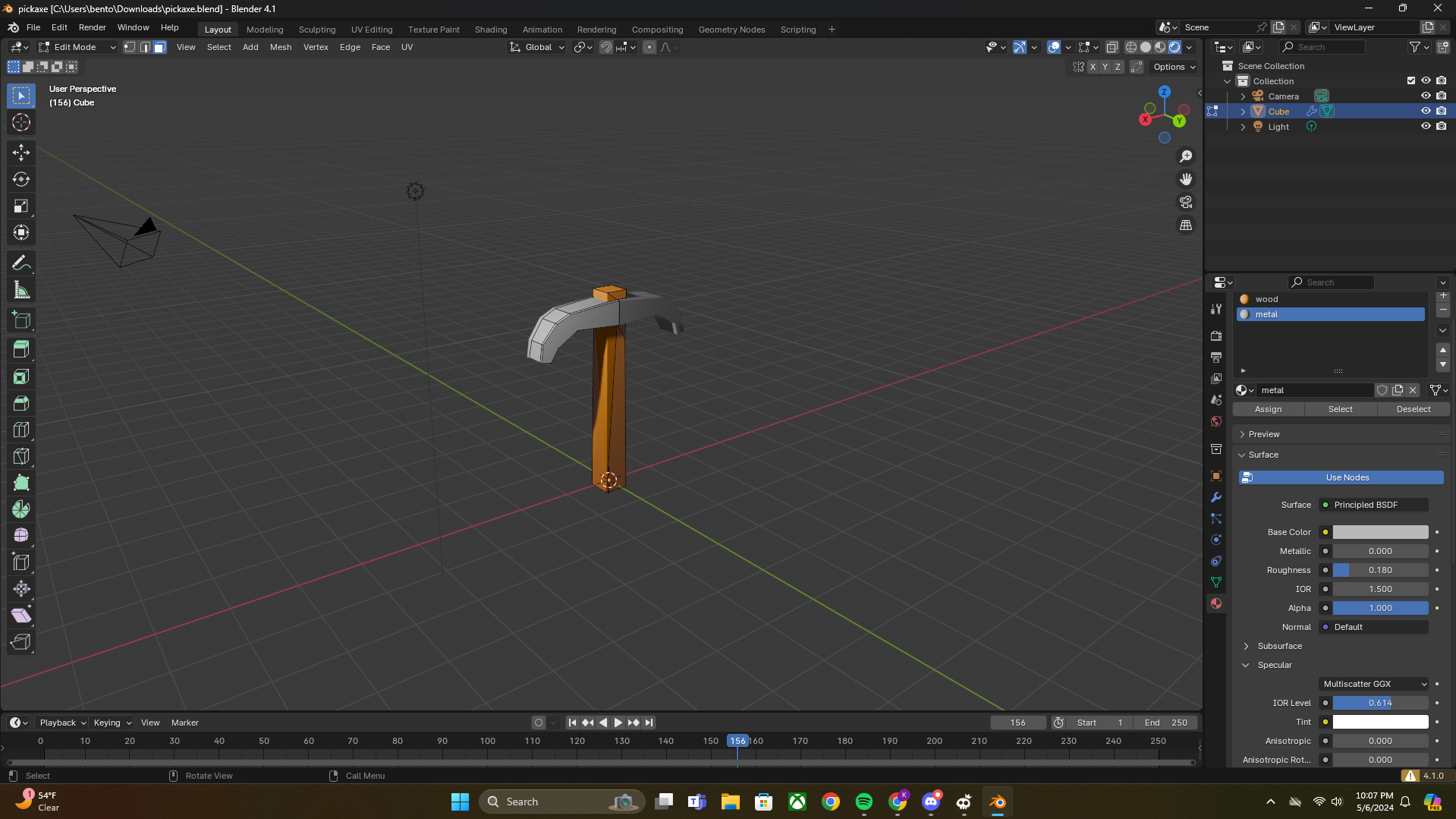 Blender model of a pickaxe