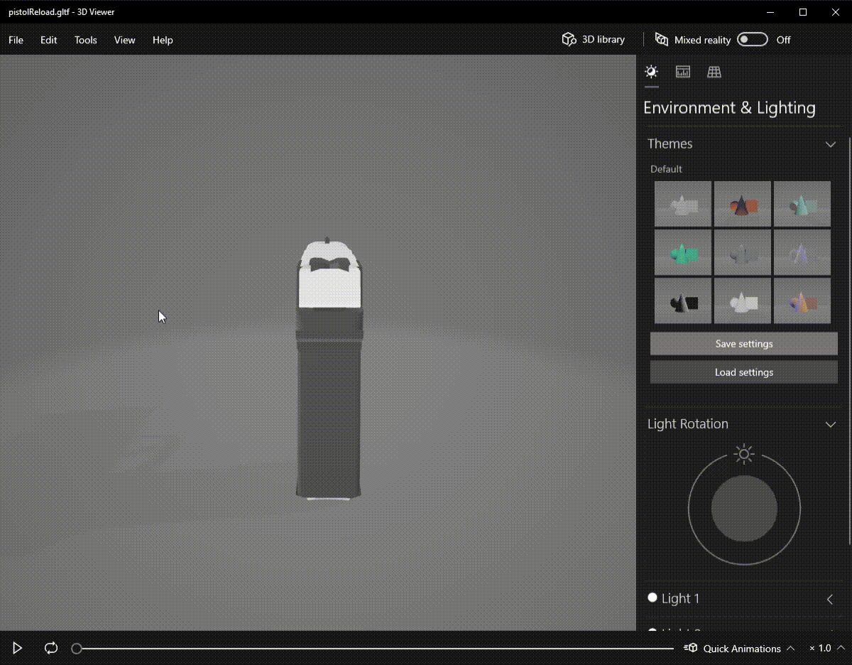 Pistol reloading animation.