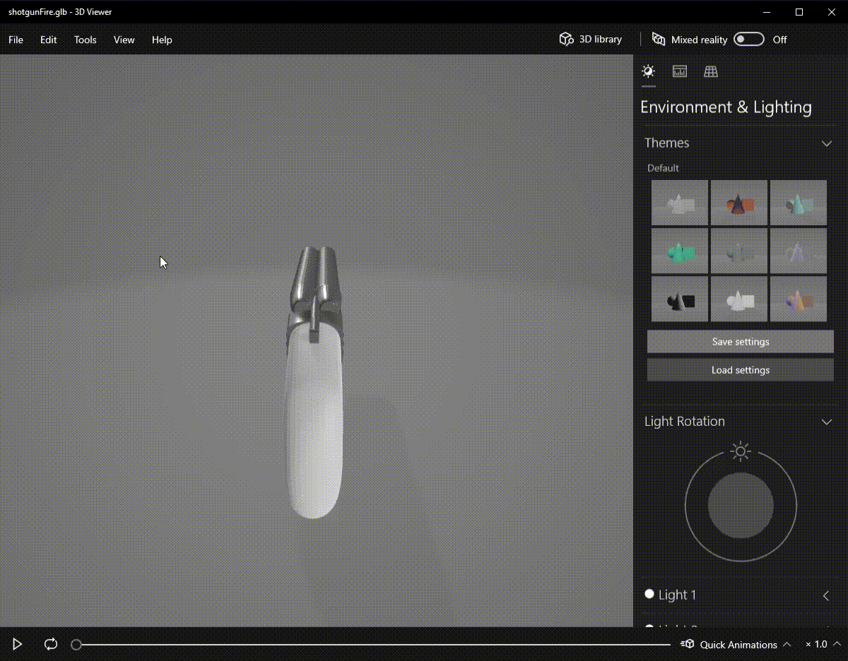 Shotgun firing animation.